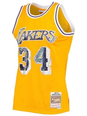Mitchell & Ness Los Angeles Lakers Yellow/Purple Shaquille O'Neal 34 Jersey